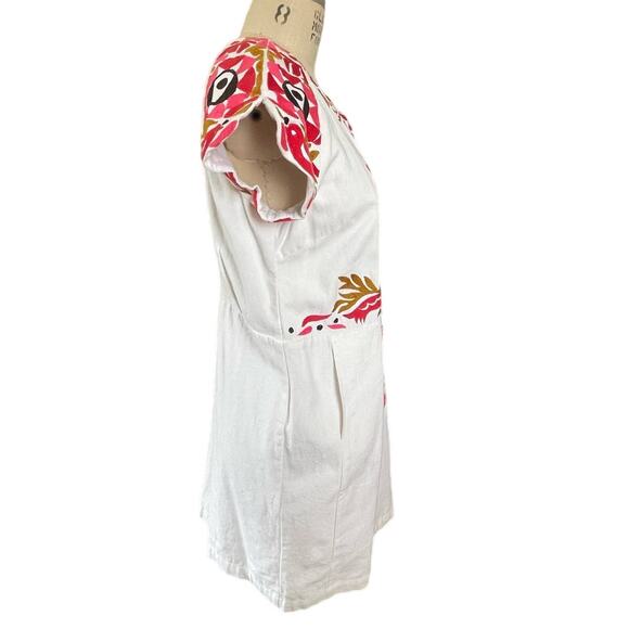 Antik Batik Embroidered Mini Dress Red Pink White Size 42/ US 10 - Picture 3 of 6